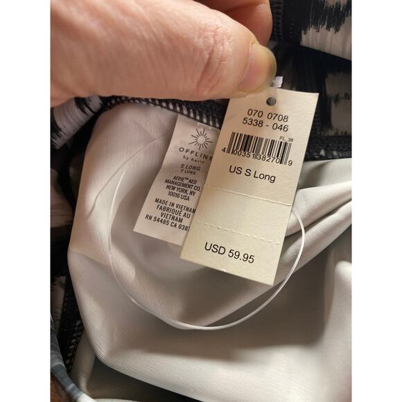 Offline by Aerie S Long High Rise Crossover Leggings White Silver Marble NWT - Picture 6 of 8